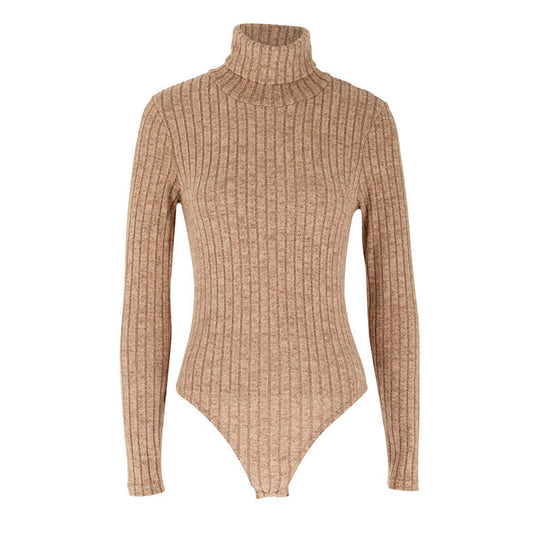 Damen Langarm-Bodysuit mit Rollkragen und feinem Rippmuster EB