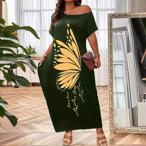 Damen Maxikleid mit elegantem Schmetterlingsmotiv EB