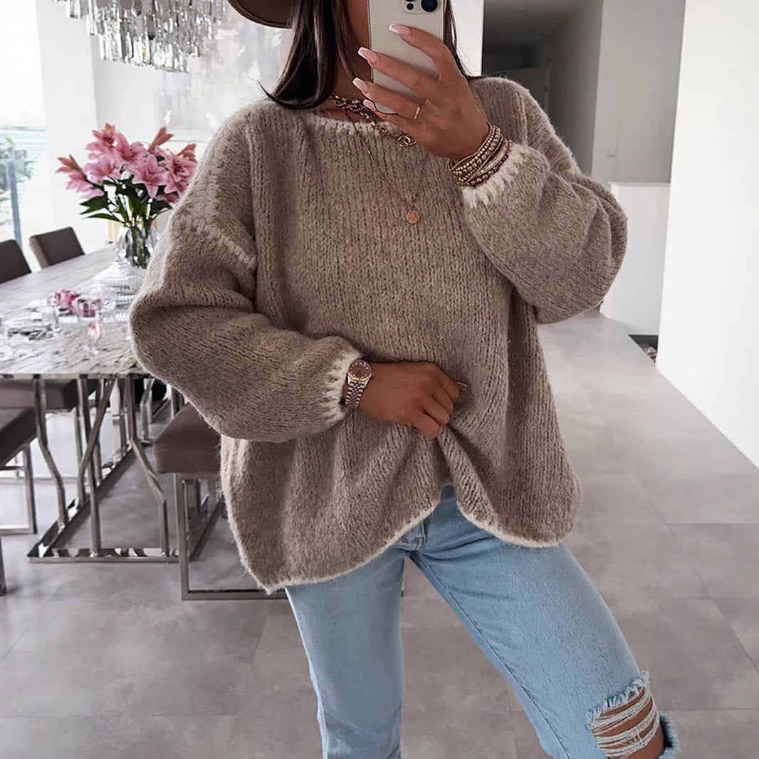 Damen Übergroßer Strickpullover mit luftigen Ärmeln EB