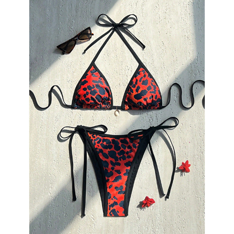 Damen Triangel-Bikini mit trendigem Animal-Print und verstellbaren Trägern EB