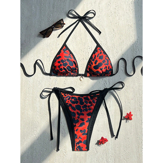 Damen Triangel-Bikini mit trendigem Animal-Print und verstellbaren Trägern EB