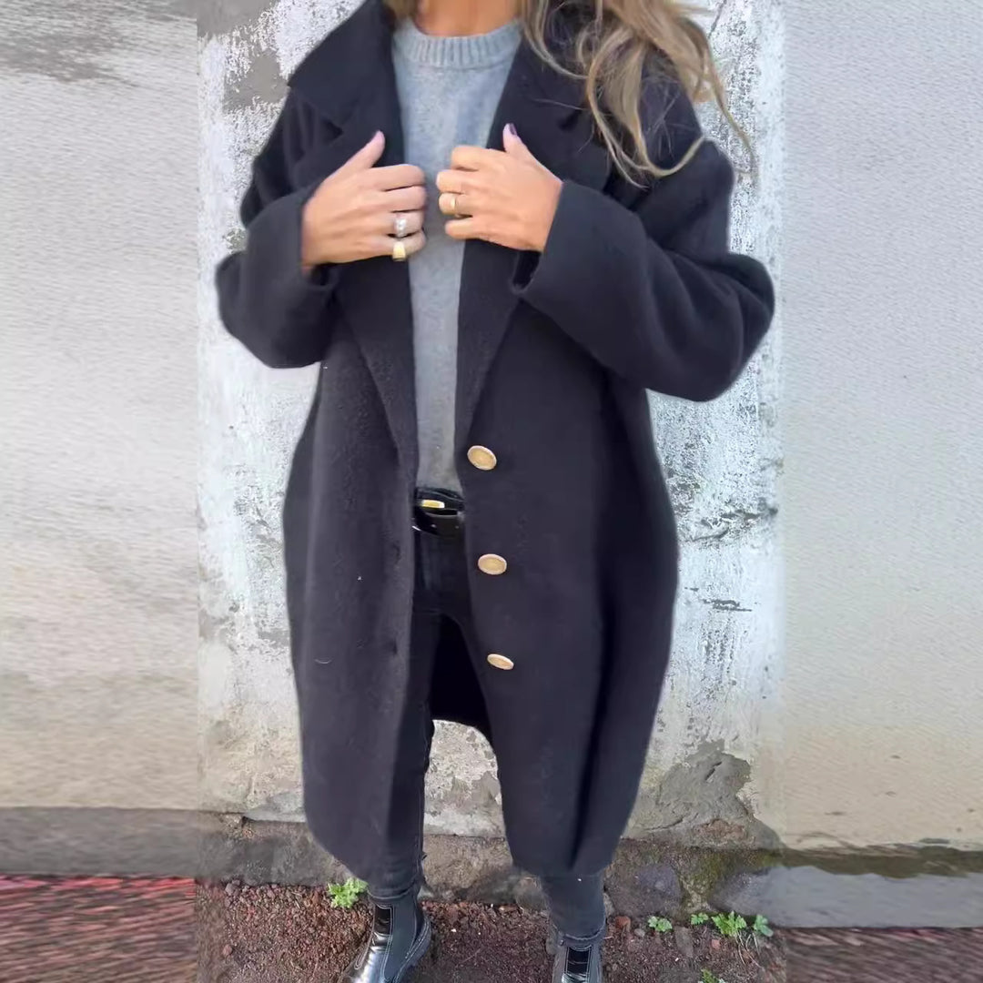 Damen Oversized Wollmantel mit eleganten Details EB