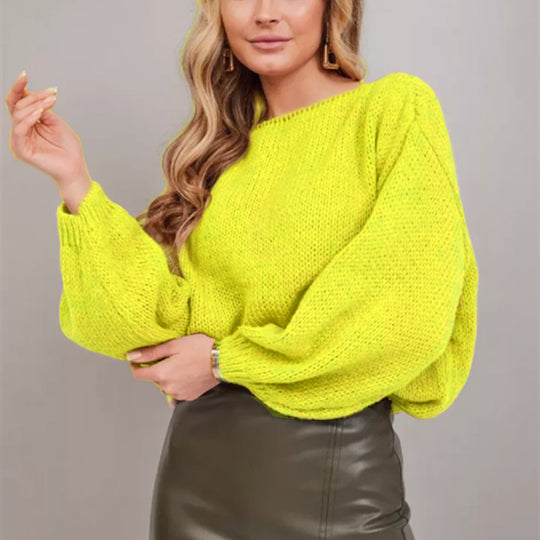 Damen Flauschiger Off-Shoulder Pullover mit überschnittenen Schultern EB