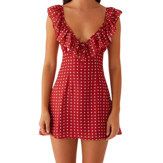 Damen Sommerkleid mit Rüschendetails und Blumenmuster EB