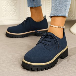 Damen Schnürschuhe mit robuster Laufsohle und modischem Obermaterial EB