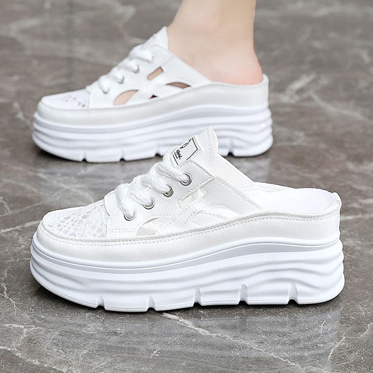 Damen Sportliche Plateausneakers mit atmungsaktivem Obermaterial und lässigem Schnitt EB