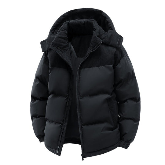 Herren wattierte Steppjacke mit hoher Kapuze, Cotelé-Schulterpaneelen und Zwei-Wege-Reißverschluss EB