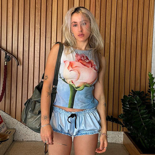 Damen ärmelloses Top mit floralem Design EB