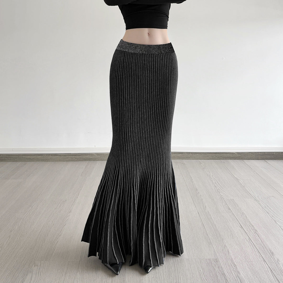 Damen Maxirock mit eleganter Rippenstruktur und modischem Glockenlauf EB