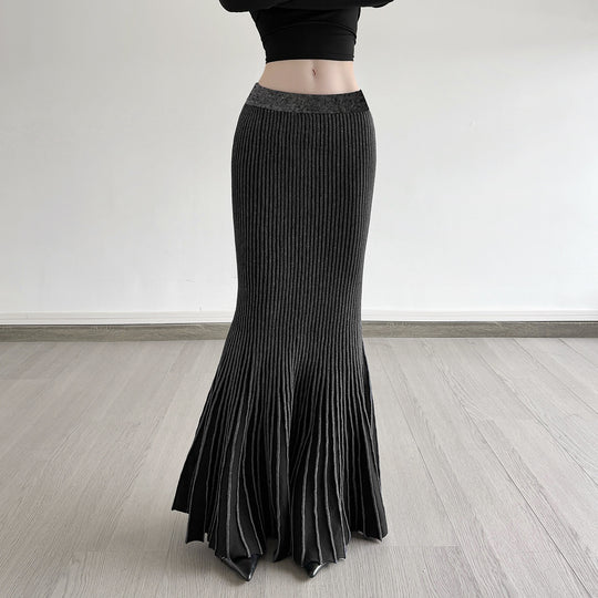 Damen Maxirock mit eleganter Rippenstruktur und modischem Glockenlauf EB