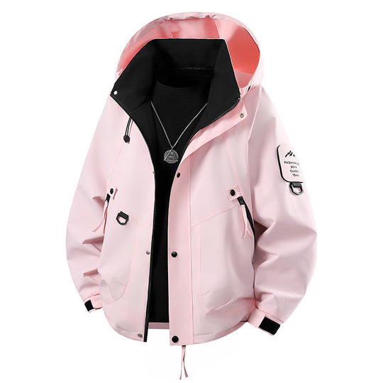 Herren wind- und wasserdichte Softshell-Outdoorjacke mit verstaubarer Kapuze, Utility-Taschen und verstellbaren Bündchen EB