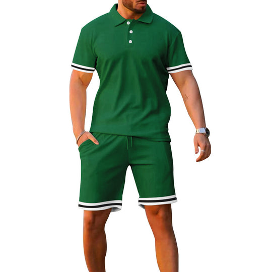 Herren Sportliches Polo- und Shorts-Set mit Kontrastdetails EB