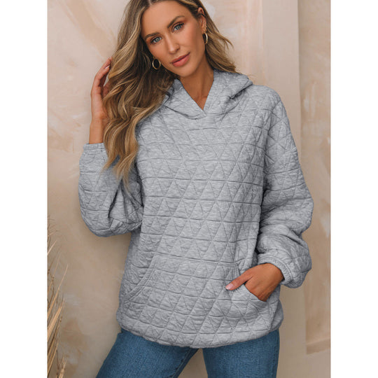 Damen gesteppter Kapuzenpullover mit praktischen Taschen EB