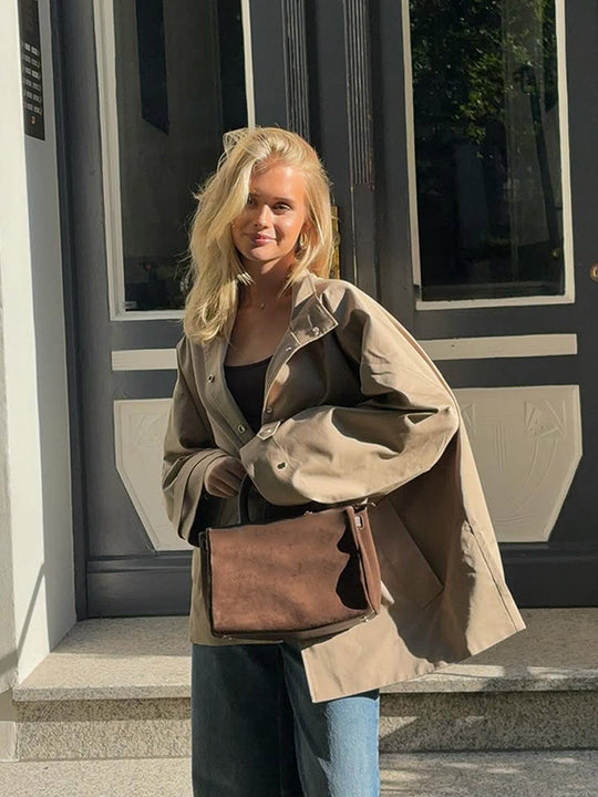 Damen lässige Oversized Jacke mit praktischen Taschen EB
