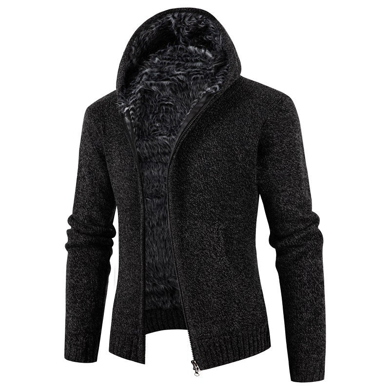 Herren Strickjacke mit Kapuze und weichem Innenfutter EB