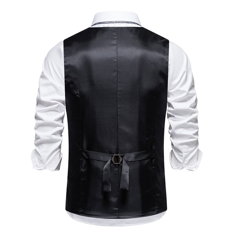 Herren elegante Weste mit schmalem Hahnentrittmuster und asymmetrischen Akzenten EB