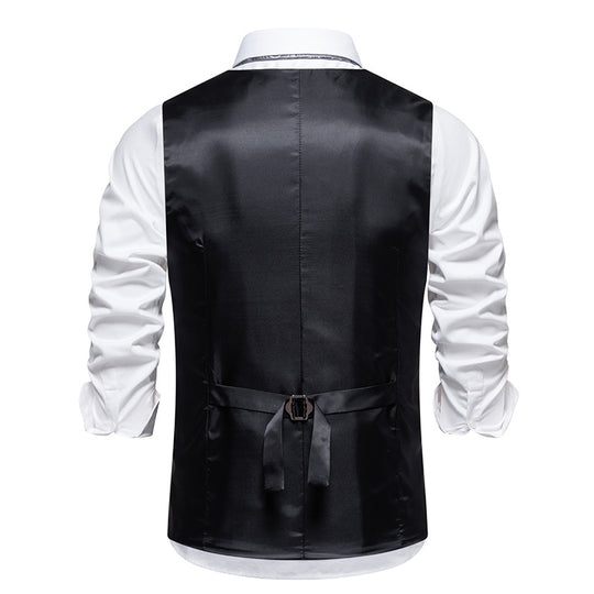 Herren elegante Weste mit schmalem Hahnentrittmuster und asymmetrischen Akzenten EB