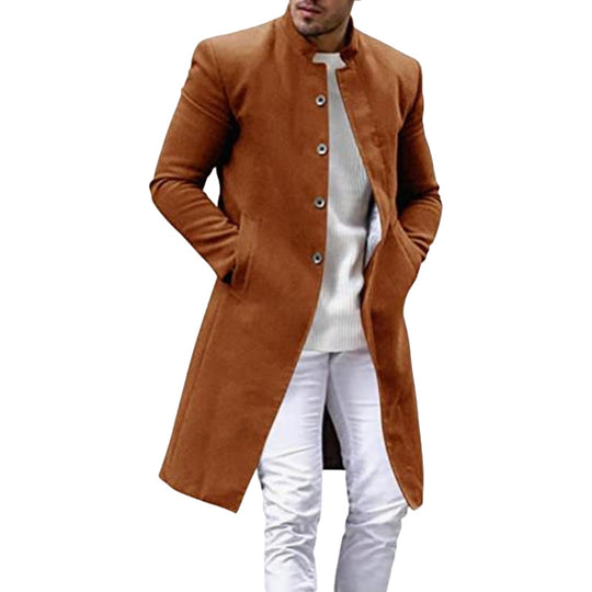 Herren stilvoller, moderner Wollmantel mit durchgehender Knopfreihe EB