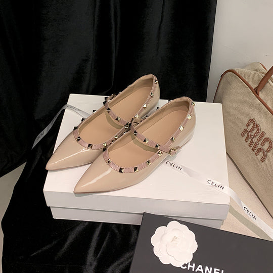 Damen Ballerinas mit verstellbarem Riemchen und luxuriösem Glanz EB