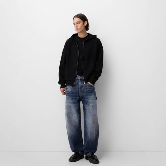 Herren nan lockere Carpenter-Jeans mit weitem Bein, tiefem Schritt und stonewashed Used-Optik EB
