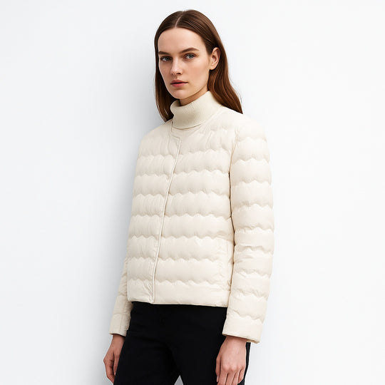 Damen Leichte gesteppte Jacke mit hochgeschlossenem Kragen und elastischen Bündchen EB