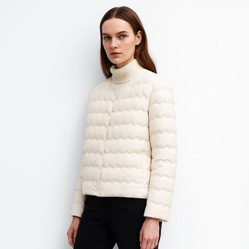 Damen Leichte gesteppte Jacke mit hochgeschlossenem Kragen und elastischen Bündchen EB