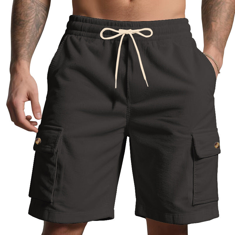 Herren nan Cord-Cargo-Shorts mit elastischem Tunnelzugbund, aufgesetzten Cargotaschen und weichem Baumwollmix EB