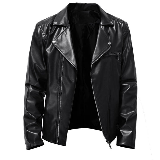 Herren Kunstleder Bikerjacke mit asymmetrischem Reißverschluss EB