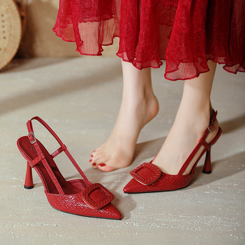 Damen Slingback-Pumps mit elegantem Kranz und schimmerndem Obermaterial EB