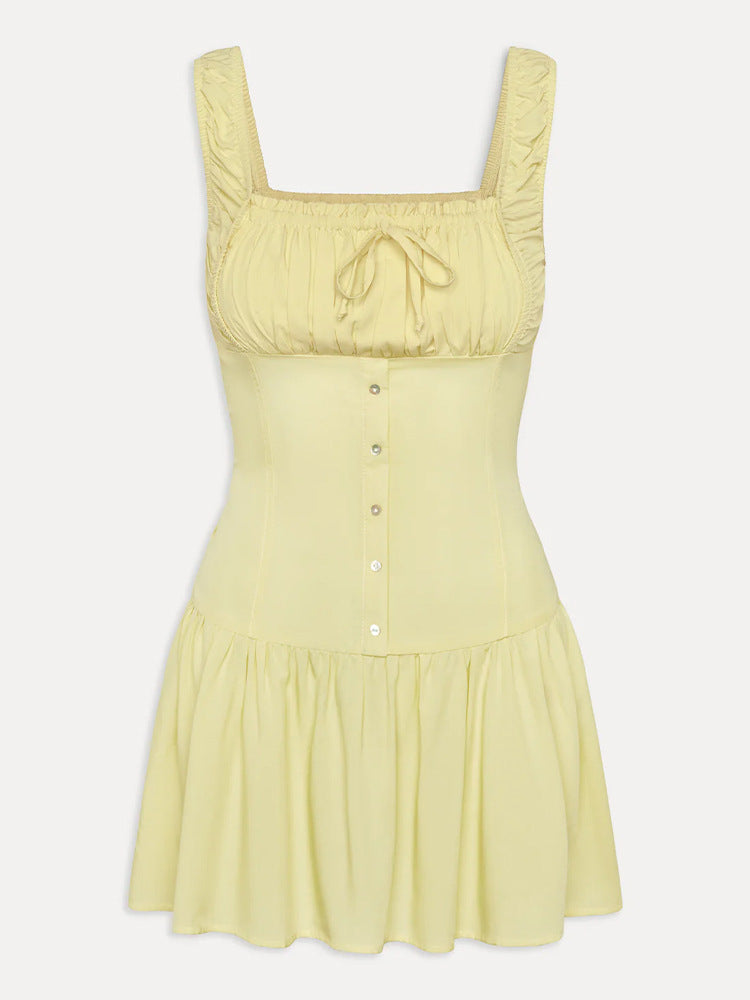 Damen Minikleid mit Rüschendetails und dekorativem Knoten EB