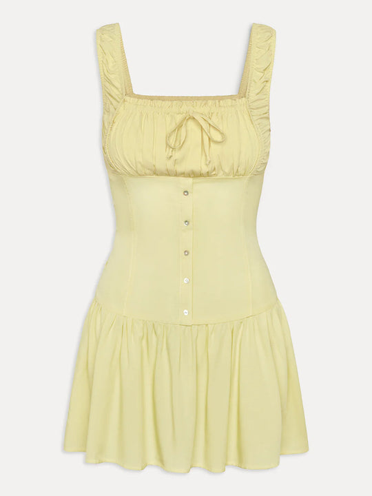 Damen Minikleid mit Rüschendetails und dekorativem Knoten EB