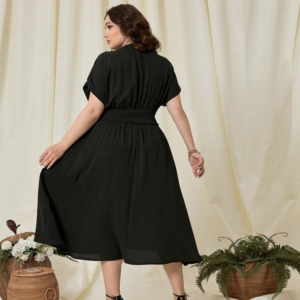 Damen Maxikleid mit elegantem Wickeldesign und fließendem Saum EB