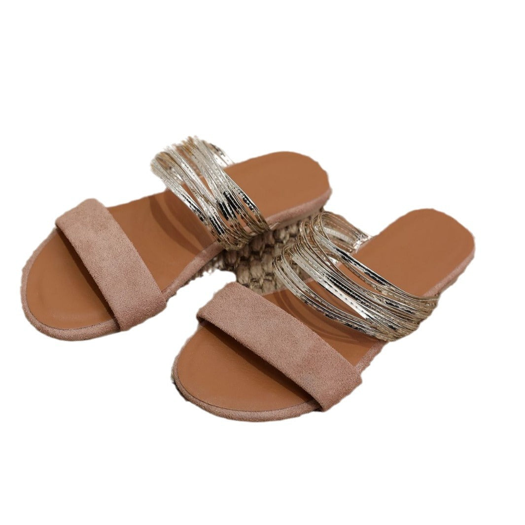 Damen Elegante Riemensandalen mit trendigem Metallakzent und komfortabler Fußbettung EB