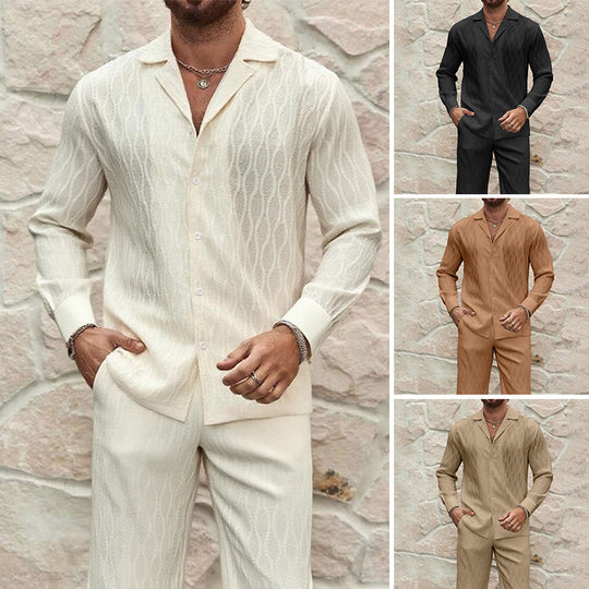 Herren eleganter Set mit feinem Strukturmuster und komfortablem Schnitt EB