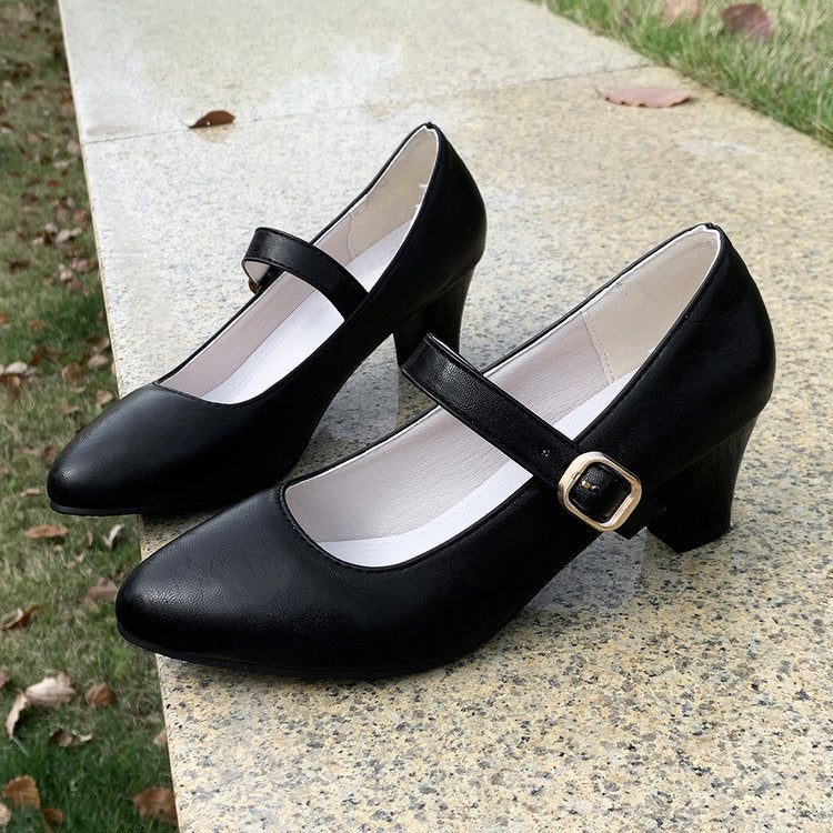 Damen Mary Jane Pumps mit modischem Riemendesign EB