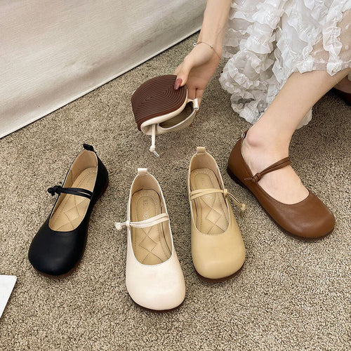 Damen Bequeme und elegante Ballerinas mit verstellbarem Riemen und weicher Innensohle EB