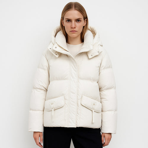 Damen Isolierte Steppjacke mit praktischen Taschen und Kapuze EB