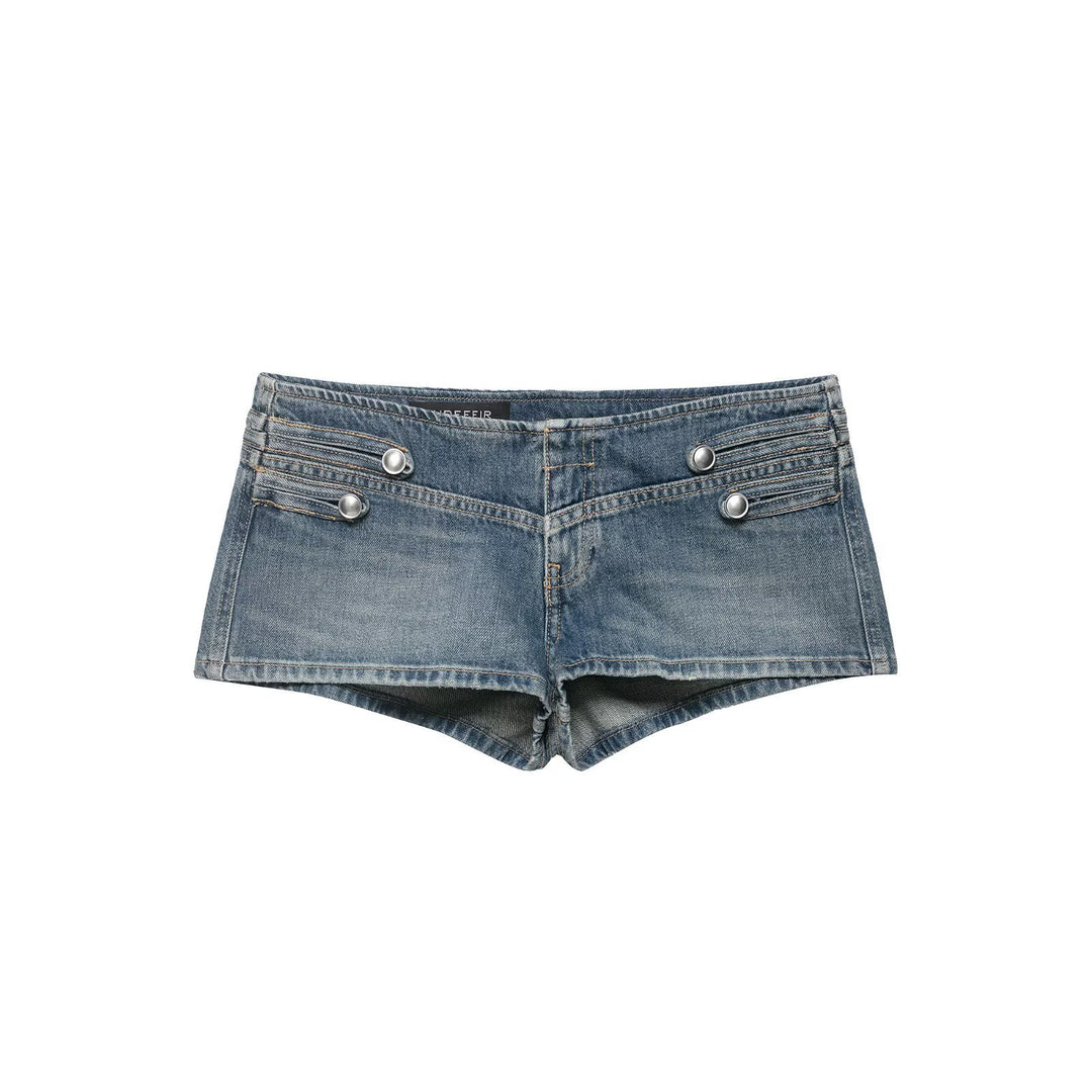 Damen Denim-Shorts mit dekorativen Knöpfen EB