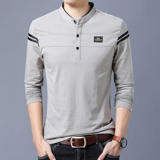 Herren Langarm-Henley-Shirt mit stylischen Kontraststreifen EB