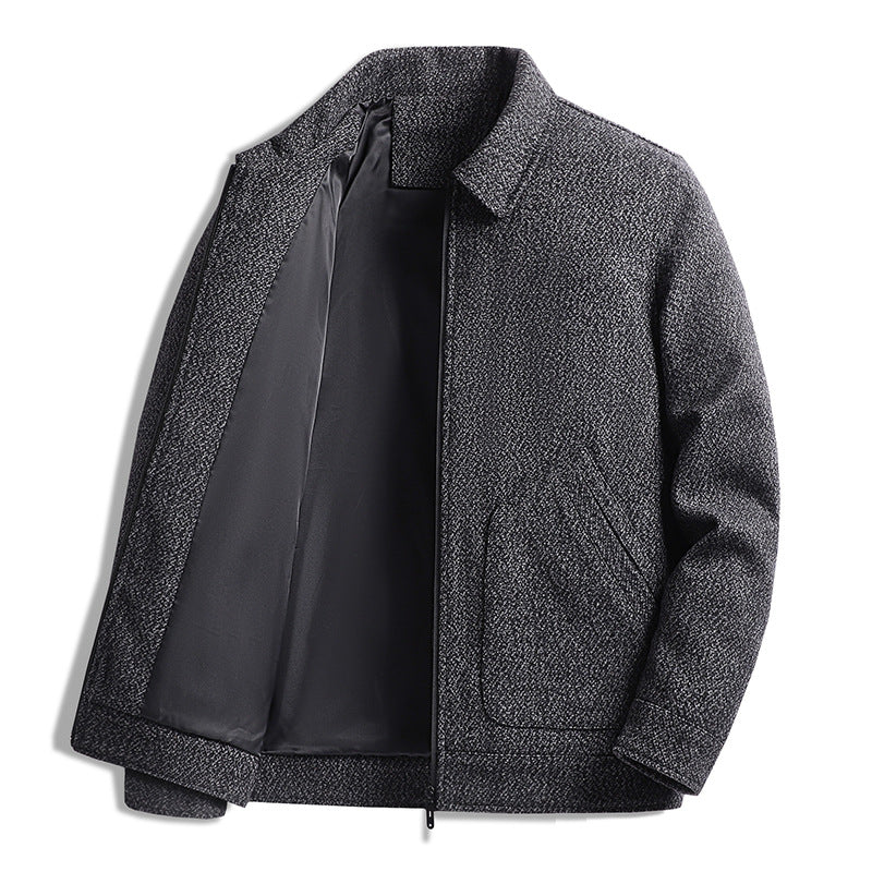 Herren Elegante strukturierte Übergangsjacke mit Hemdkragen und weich gefüttertem Innenfutter EB