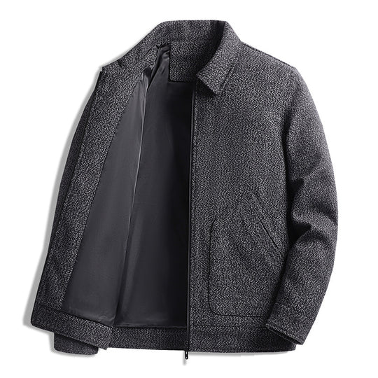 Herren Elegante strukturierte Übergangsjacke mit Hemdkragen und weich gefüttertem Innenfutter EB