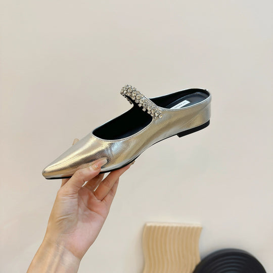 Damen elegante Ballerinas mit funkelndem Strassband EB