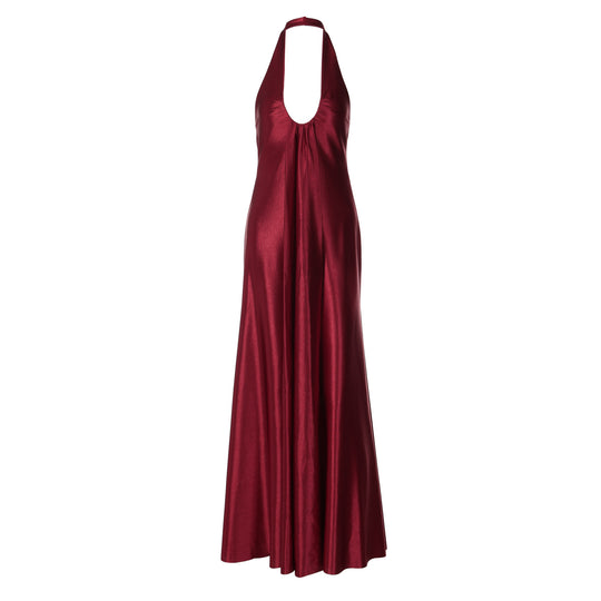 Damen Maxi Kleid mit eleganter Halterneck-Detaillierung und fließendem Schnitt EB