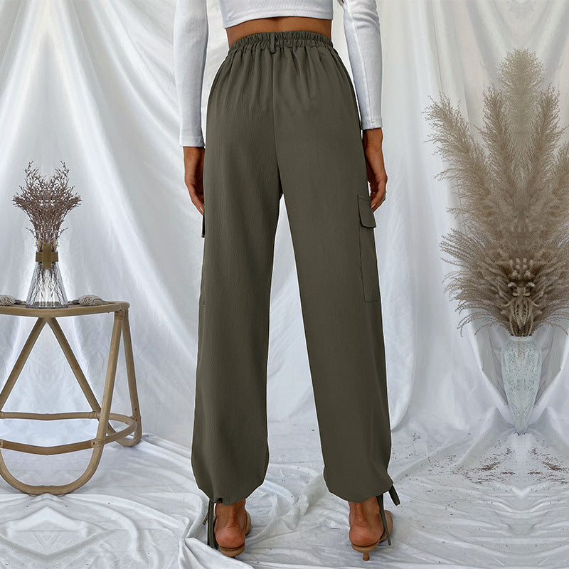 Damen Cargo-Hose mit verstellbarem Bund und seitlichen Taschen EB