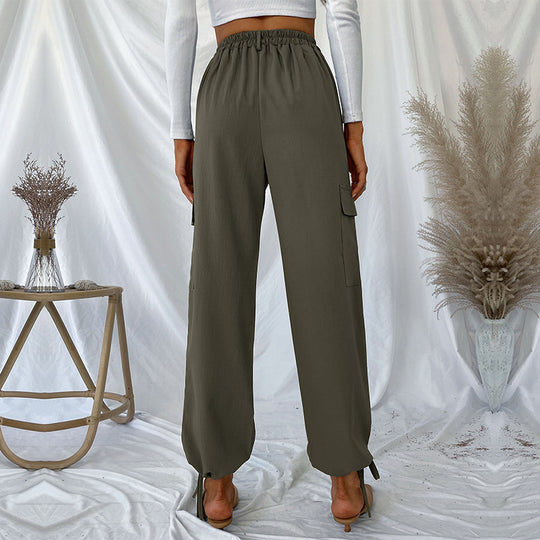 Damen Cargo-Hose mit verstellbarem Bund und seitlichen Taschen EB