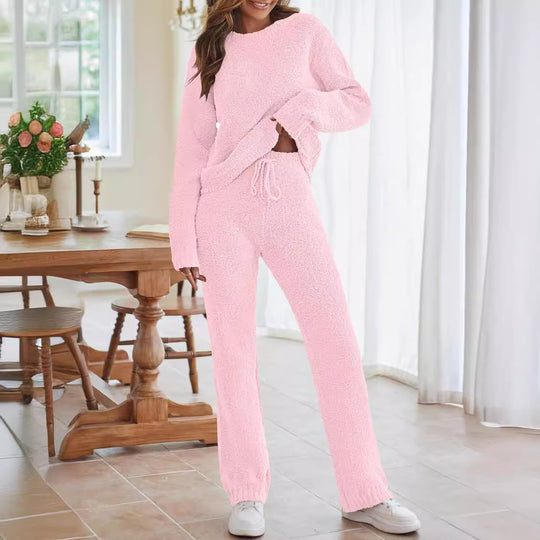 Damen nan kuscheliges Lounge-Set mit Oversize-Pullover und Kordelzughose EB