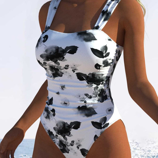 Damen Einteiler Badeanzug mit femininem Floral-Muster und komfortablem Schnitt EB