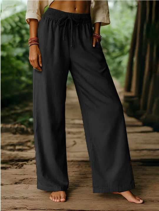 Damen Luftige Freizeithose mit weitem Schnitt und elastischem Bund EB