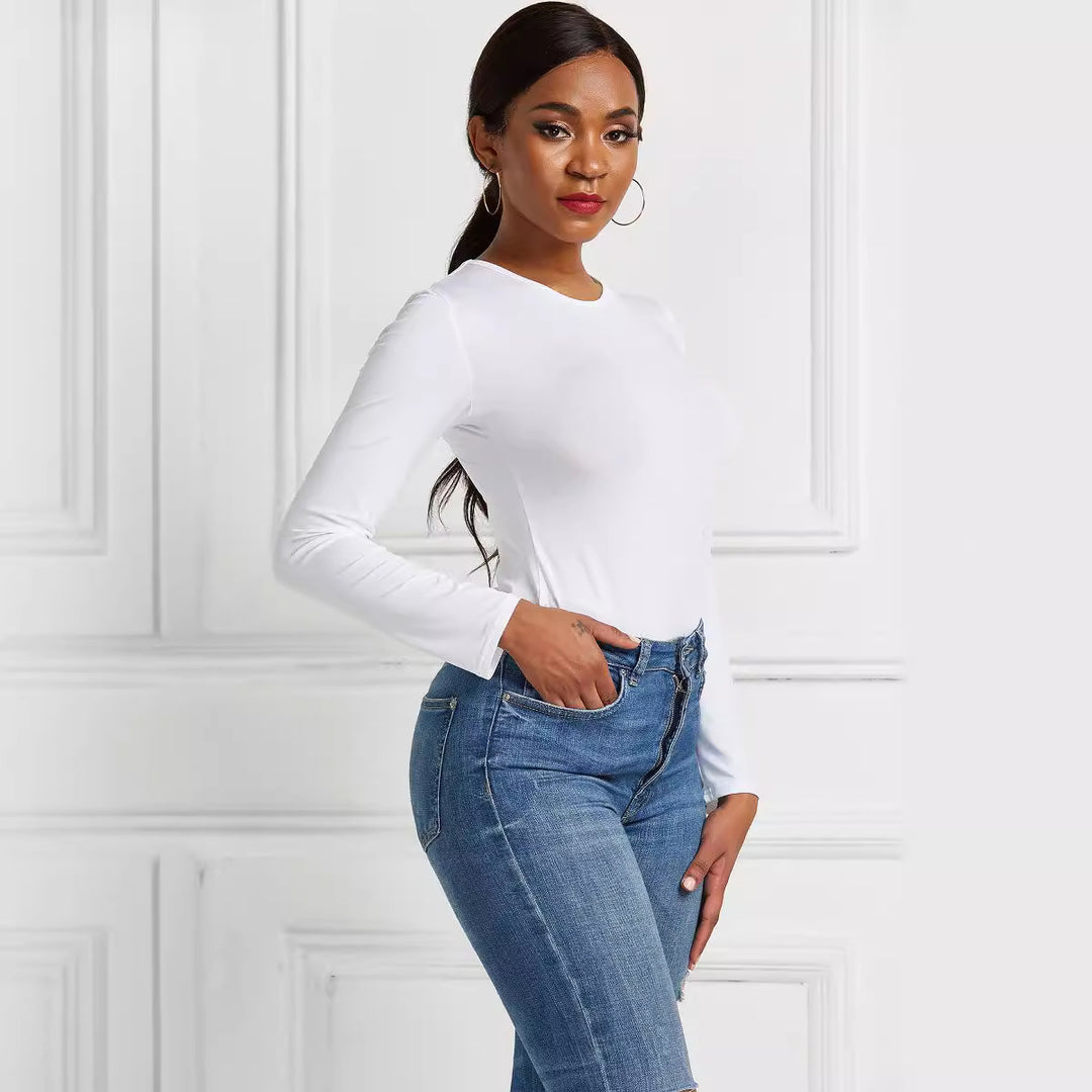 Damen Eleganter Langarmbody mit hohem Beinausschnitt EB