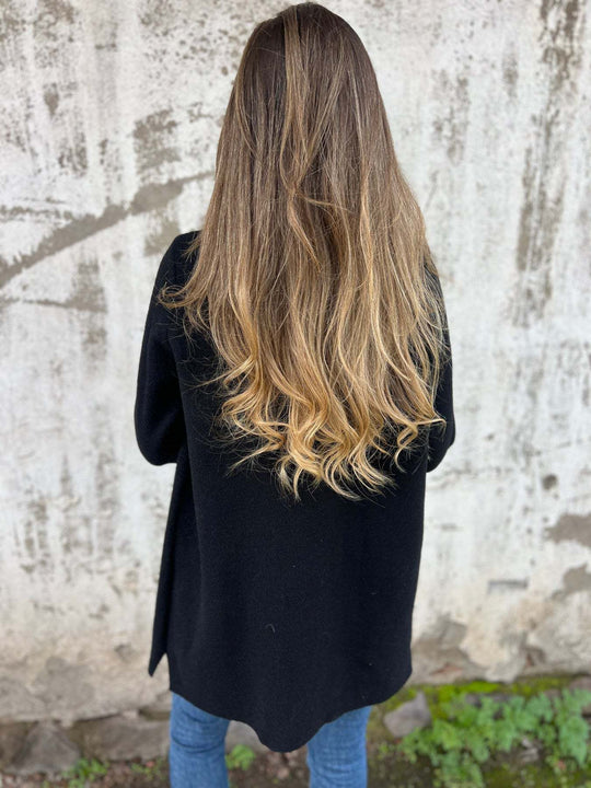 Damen Fleece Mantel mit doppelter Knopfleiste und schickem Reverskragen EB
